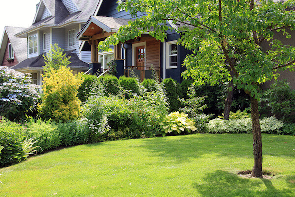 Beautiful home surrounded by a lush perennial front garden.