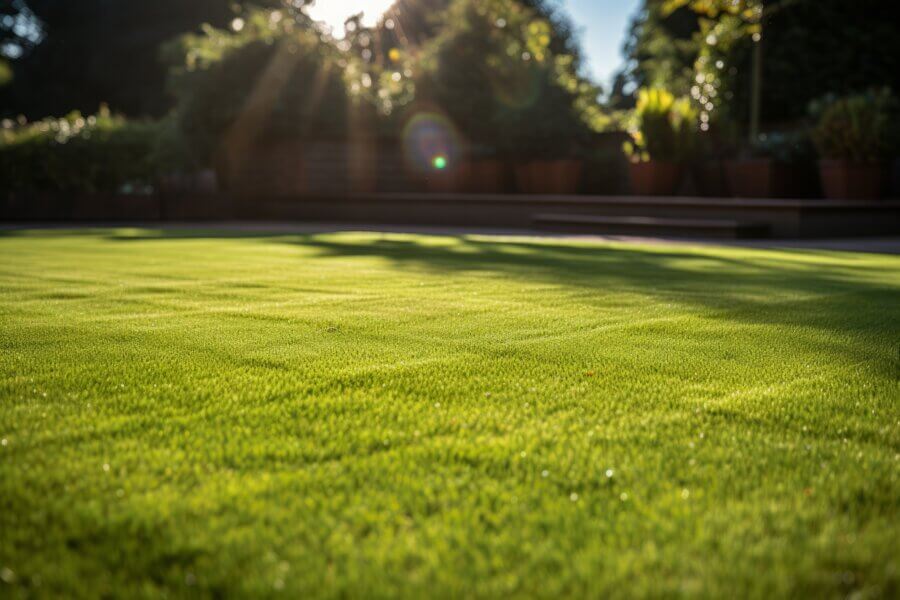 Close-up of green grass field with blurred background